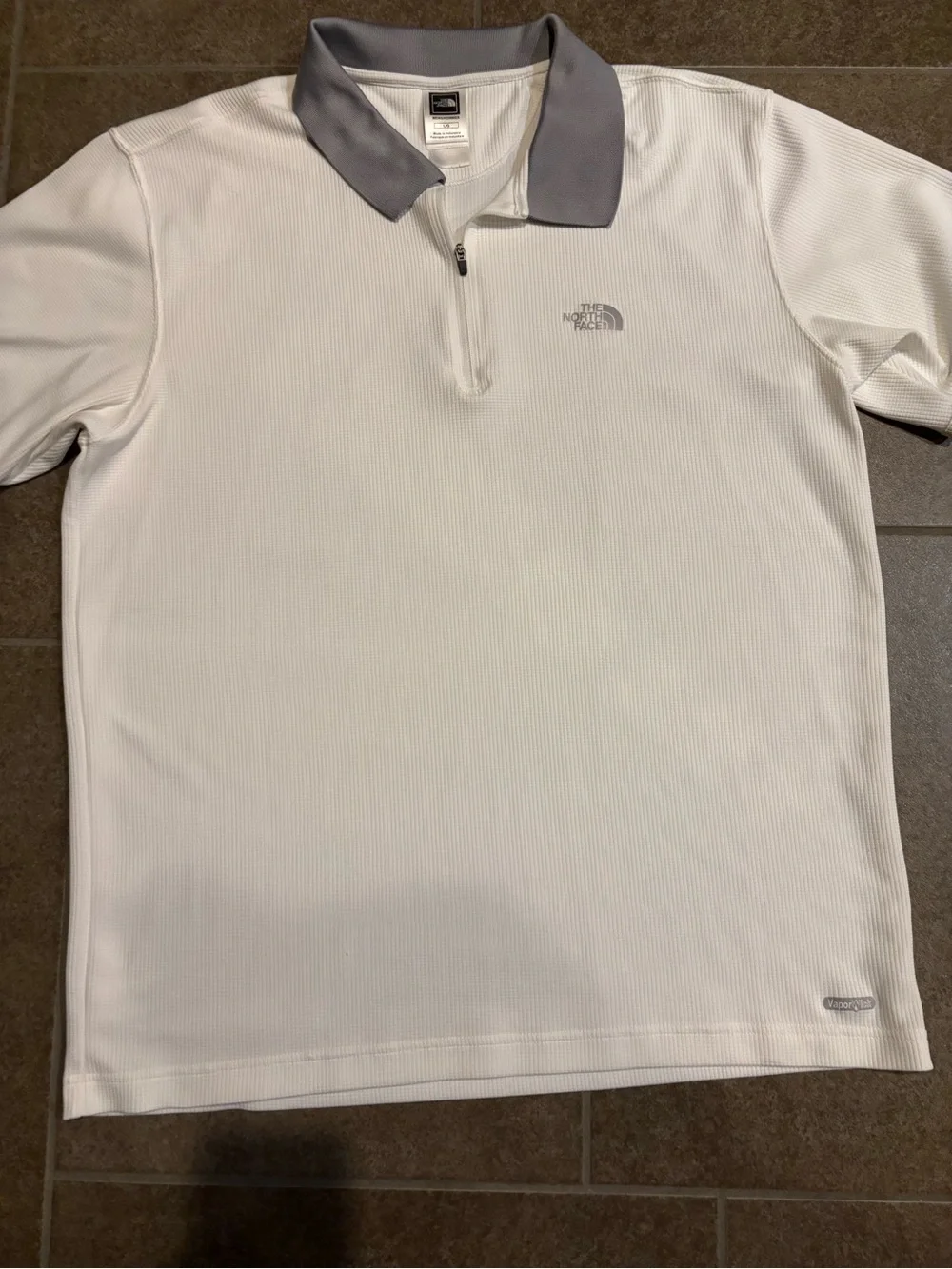 The North Face White Polo with Gray Collar Vapor wick